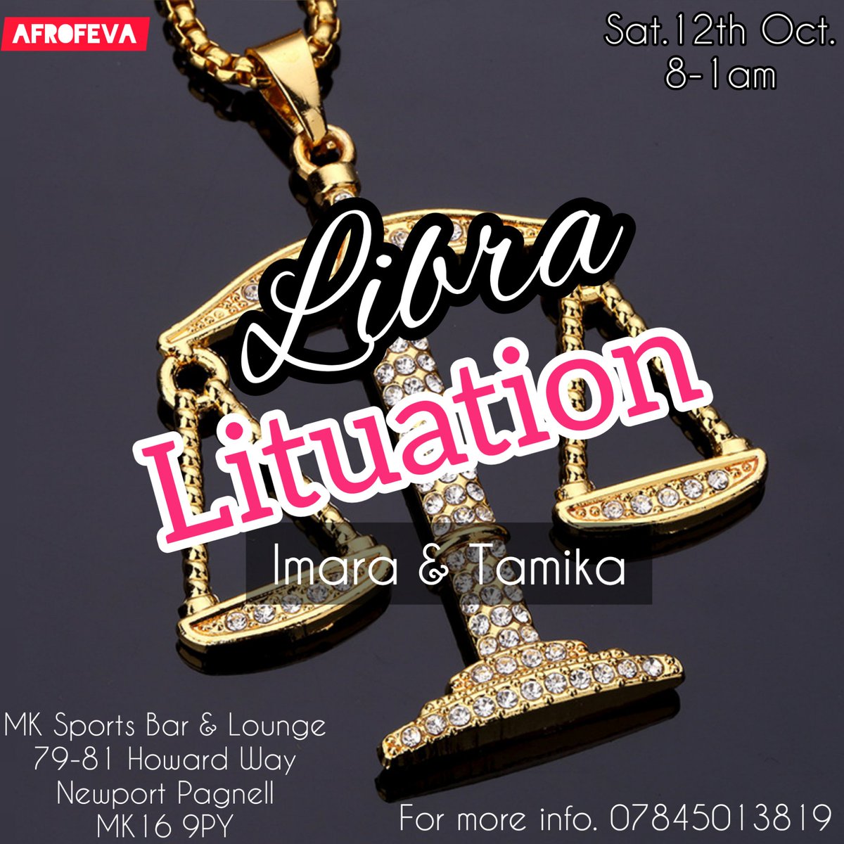 Libras stand up!! Celebrate with us this satuday. #Afrofeva #SatudayNitefeva #LibraLituation #MiltonKeynes