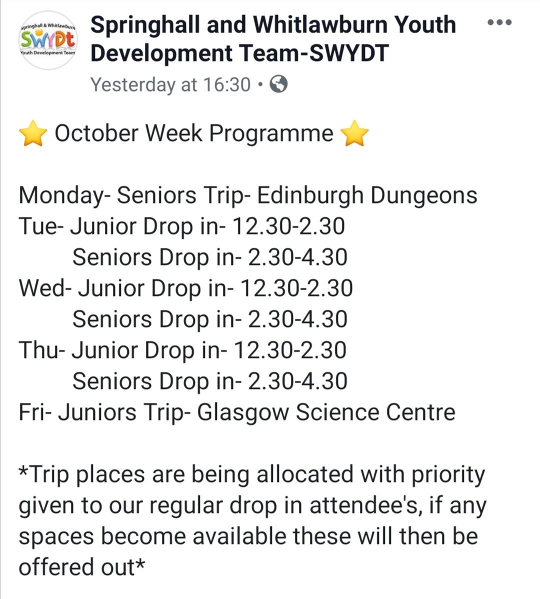 Here are our opening hours for next weeks October school Holiday! we hope you are all looking forward to a well deserved break 😊