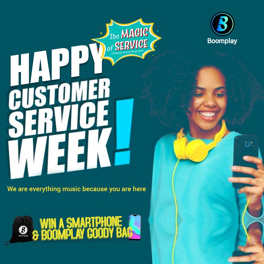 BoomplayHelp's tweet photo. We are everything music because you are here 💖

Happy Customer Service Week!

#Boomplay #Boomplayhelp #CSW19 #CustomerService #TheMagicOfService #CustomerServiceWeek #Music https://t.co/vqEOtNeOWE