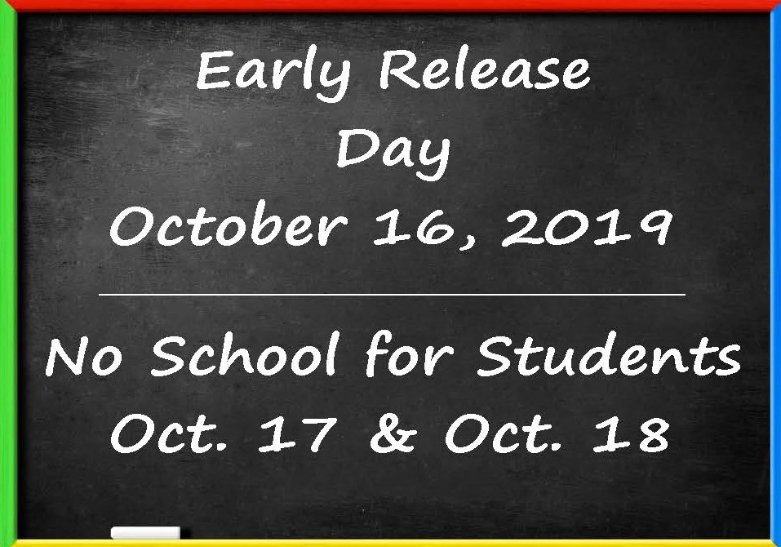 Friendly reminder about our upcoming Early Release Day &amp; Teacher Work Days: ow.ly/JGeJ50wHxJc <a href="/indytribune/">Independent Tribune</a> <a href="/markplemmons/">Mark Plemmons</a> <a href="/ALBrownHS/">A.L. Brown High School</a> <a href="/FredLWilsonElem/">FLW</a> <a href="/ForestParkElem/">Forest Park Elem.</a> <a href="/jp_panthers/">JacksonParkElem</a> <a href="/ShadyBrookElem/">Shady Brook Elementary</a> @WoodrowKtown <a href="/DavidWhisenant/">David Whisenant WBTV alum</a> @MrDelliSanti <a href="/KMS_Athletics/">Kannapolis Middle Athletics</a>