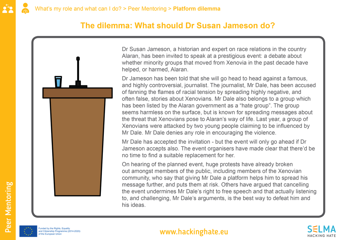 eu_schoolnet's tweet photo. What would you do if you were be invited to a debate with a person accused of spreading hate? #HackHateConf participants are discussing this now. Have a look at the images below and let us know your thoughts?
Find out more in the #SELMA_eu Toolkit: https://t.co/hhGAK4XAsy https://t.co/soHqhVEBuG