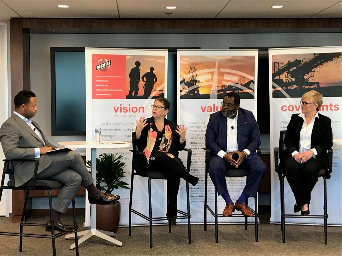 Bechtel's tweet photo. We're having a great discussion with Carolyn Heller Baird from @IBM, Gary Smith from Ivy Planning Group, and Lucinda Hanover from Lumeri on #DiversityAndInclusion and Women in Leadership. 

#DareToInclude https://t.co/qvsVSz30RS
