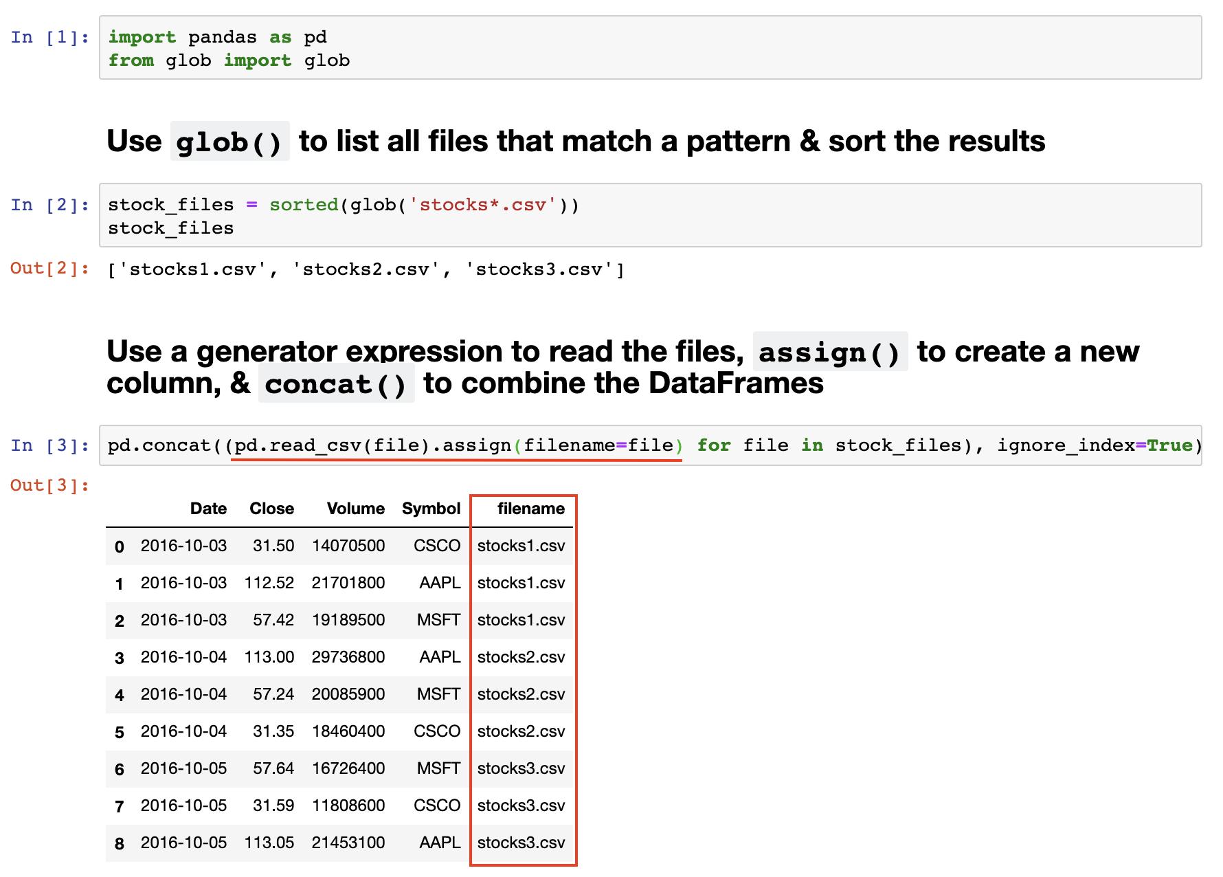 Kevin Markham Pandas Trick 78 Do You Need To Build A Dataframe From Multiple Files But Also Keep Track Of Which Row Came From Which File 1 List Files W Glob 2 Read Files W Gen Expression Create New Column W Assign Kevin Markham Pandas Trick 78 Do You Need To Build A Dataframe From Multiple Files But Also Keep Track Of Which Row Came From Which File 1 List Files W Glob 2 Read Files W Gen Expression Create New Column W Assign