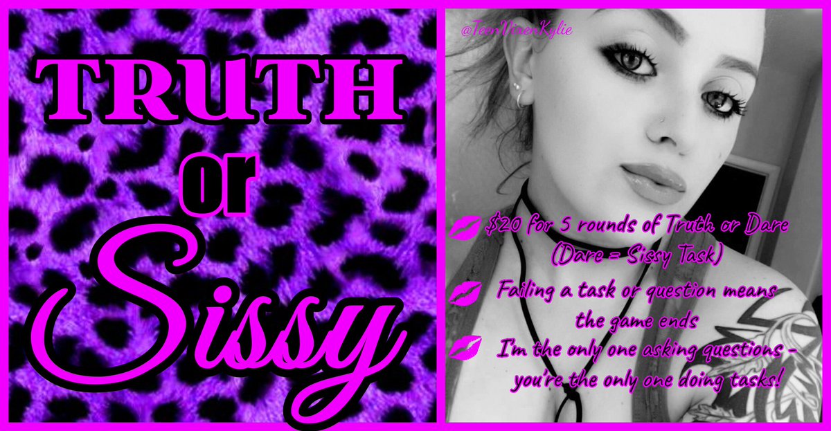 promos4dommes's tweet photo. It's only #TruthOrSissy when Goddess @TeenVixenKylie dares the dares

#Sissy #Exposed #BBR https://t.co/u6OREuKu2m