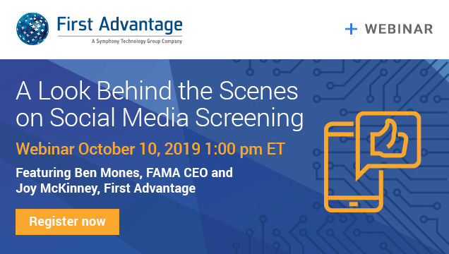 firstadvantage's tweet photo. Join us TODAY at 1pm ET for our #socialscreening webinar. This is your chance to get your social media screening questions answered by the experts. Register here: https://t.co/bQdjcWEVah | #FADVwebinar #backgroundscreening https://t.co/dEWsTvc75O