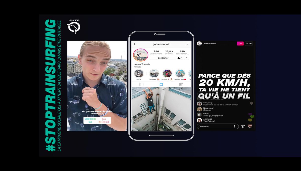 wearesocialfr's tweet photo. Notre campagne #StopTrainsurfing pour la @RATPgroup remporte le GRAND PRIX Top/Com 2019 dans la catégorie Relations avec les Publics 🏆
Bravo à toute l'équipe 👏
#TOPCOM2019 @topcomnews 
👉https://t.co/zeUQNZYGhG https://t.co/jSZuQmxGE8