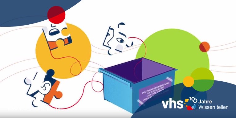 vhs_dachverband's tweet image. Das DVV-Projekt „Politische Jugendbildung“ hat eine #Modulbox zu den Themen #HateSpeech und #FakeNews entwickelt 🆕. Doch was beinhaltet diese Modulbox eigentlich? Hier geht’s zum #Erklärclip 💻 ➡️ youtu.be/Cm4U5gt7gNc #wissenteilen #100jahrevhs #jetztentdecken
