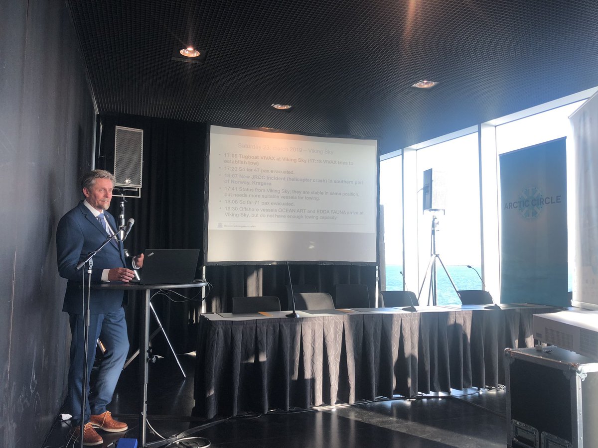 Ståle Jamtli from <a href="/HRSSorNorge/">HRS Sør-Norge</a> presenting the #vikingsky case study at our <a href="/_Arctic_Circle/">Arctic Circle</a> breakout session today. The presentation outlined the complex &amp; multifaceted nature of passenger ship emergency management considerations <a href="/HRSNordNorge/">HRS Nord-Norge</a> <a href="/EU_H2020/">Horizon 2020</a> <a href="/EU_Commission/">European Commission</a>