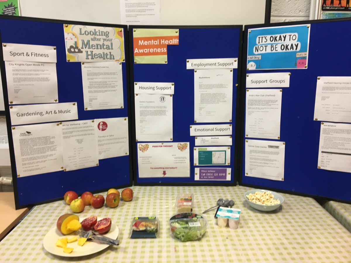 Today is #WorldMentalHealthDay 
Food, exercise, music, relaxation, positive peers and support networks all play a role in our mental health and wellbeing. A range of different options to aid in these areas are available today and every day at Addaction sheffield.