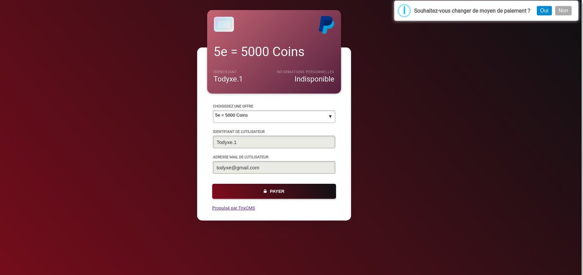 CmsTrix's tweet image. 🖌 Changement du design pour les payements !