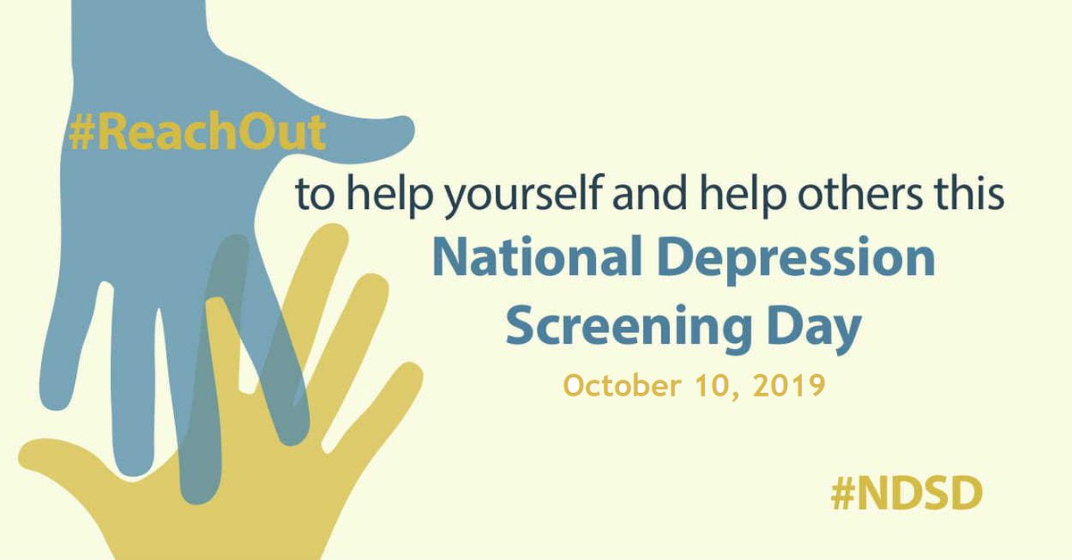 On National Depression Screening Day, October 10th,  raise awareness by taking a mental health screening and #ReachOut to a friend or loved one to see how they’ve been doing. You never know who might be struggling and need support. helpyourselfhelpothers.org #NDSD