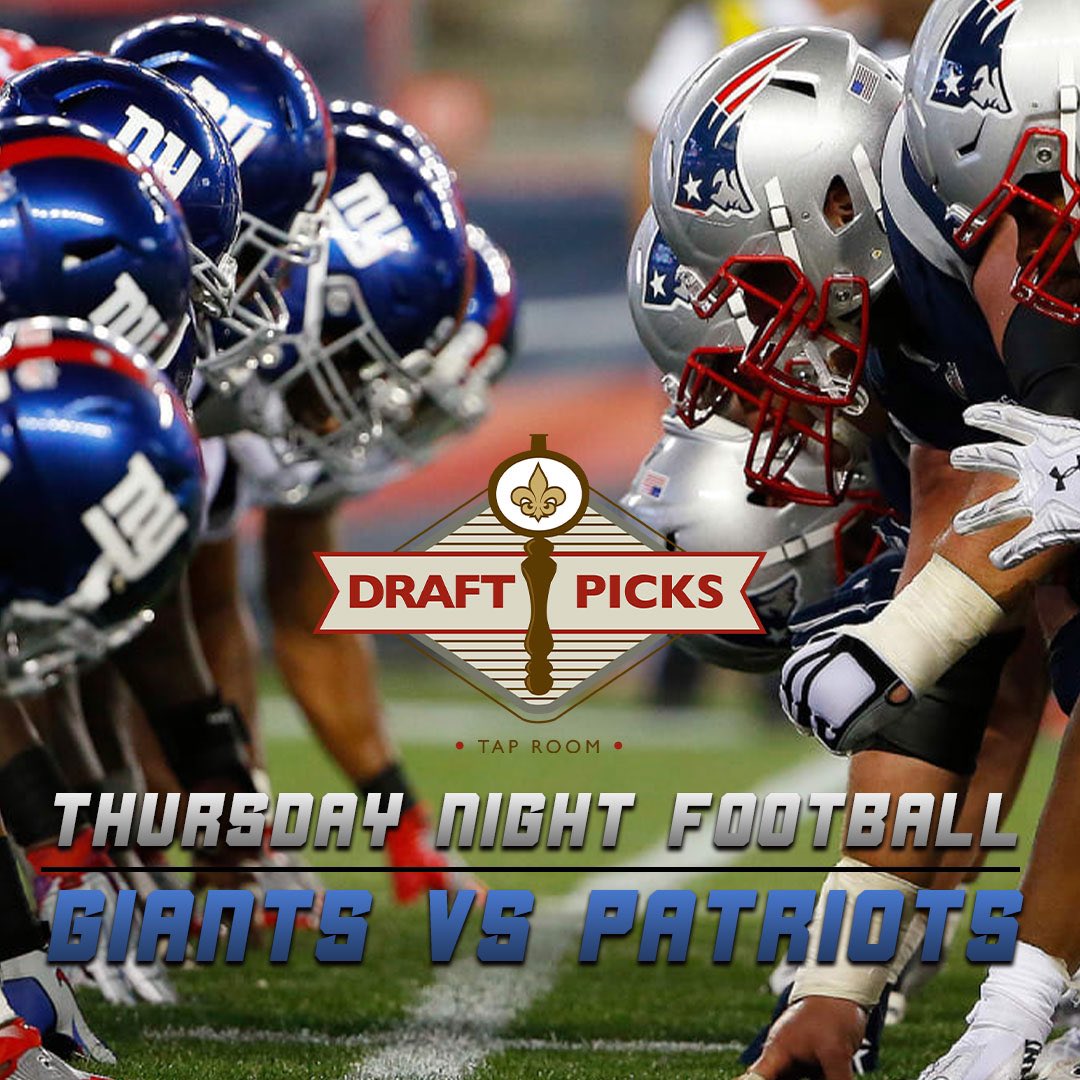 Patriots &amp; Giants kick off your fantasy week, so join us TONIGHT for Thursday Night Football! 🏈🍻 #draftpicks #ThursdayNightFootball