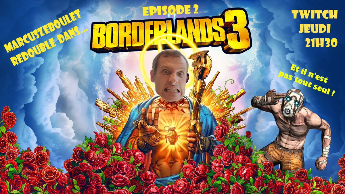 Marcuszeboulet's tweet photo. Tellement de boulet (time) jeudi dernier que je redouble ce soir sur #Borderlands3 à 21h30 🤣
Je serai accompagné par un compagnon d'aventure : @timmersan1 😉
Double raison de venir suivre notre épopée en tant que chasseurs de l'Arche (perdu 🤠) :
🔴 https://t.co/2uEQI3TLYZ https://t.co/ThEMmPA8aO