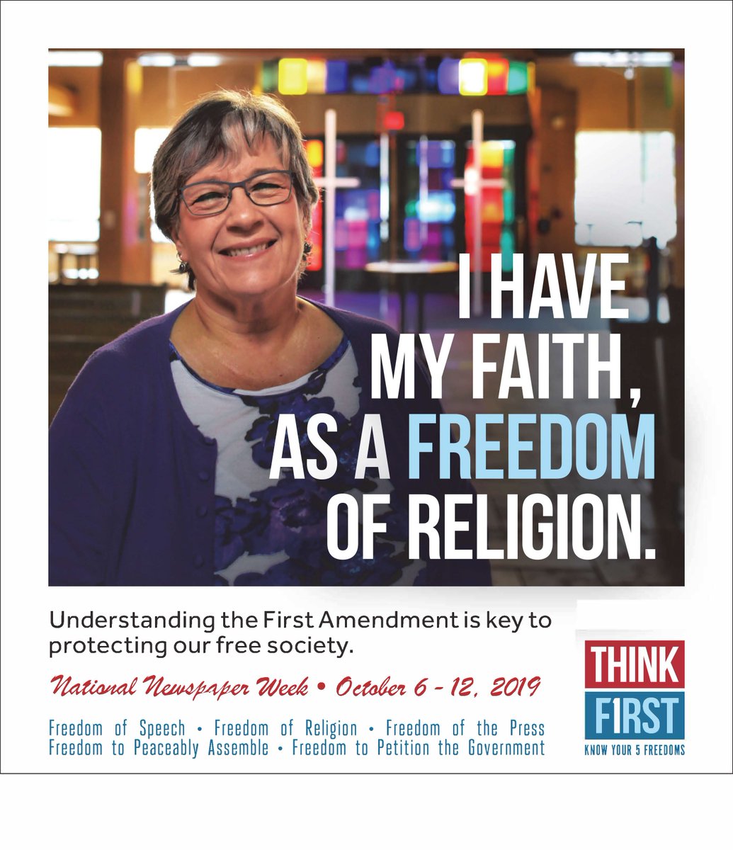 National Newspaper Week -  October 6-12, 2019

This 79th annual National Newspaper Week is a recognition of the service of newspapers and their employees across North America and is sponsored by Newspaper Association Managers.

“Think F1rst — Know Your 5 Freedoms”