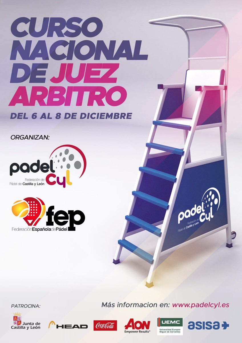 fpadelcyl's tweet photo. Abierto plazo de inscripción curso de juez árbitro nacional a celebrarse en Valladolid (instalaciones club The Players). Toda la info (fechas, plazos) en https://t.co/OveJWuVey3.            Inscripciones en https://t.co/WAY59uf09G @padelfederacion #arbitros #padel https://t.co/P8k8nVhFZY