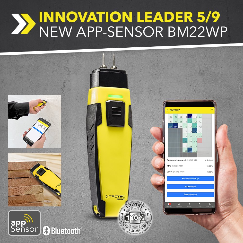 Trotec24_EN's tweet image. Makes your smartphone even smarter – material moisture measuring device with appSensor from Trotec #App #appSensors #BM22WP #measuringdevices #MultiMeasureMobile #Smartphone #Trotec trotec-blog.com/en/?p=9863