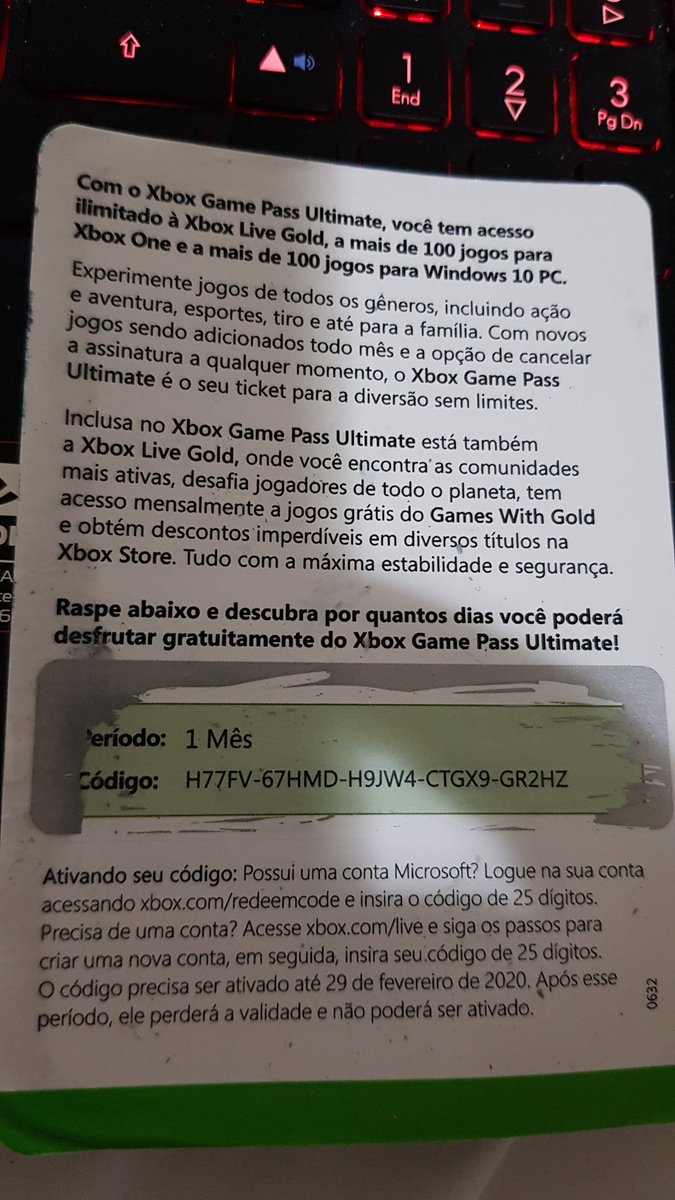 Xbox Game Pass Ultimate Código 1 Mês 25 Dígitos