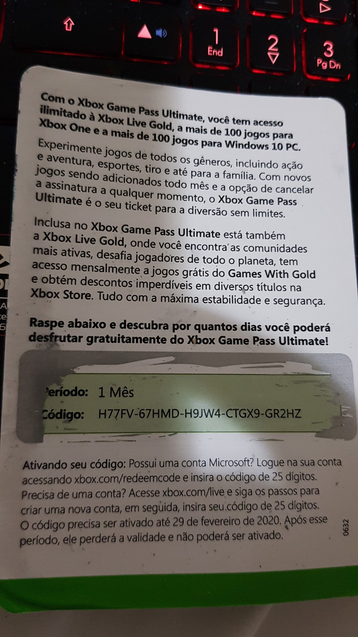 Como resgatar o código do Xbox? 