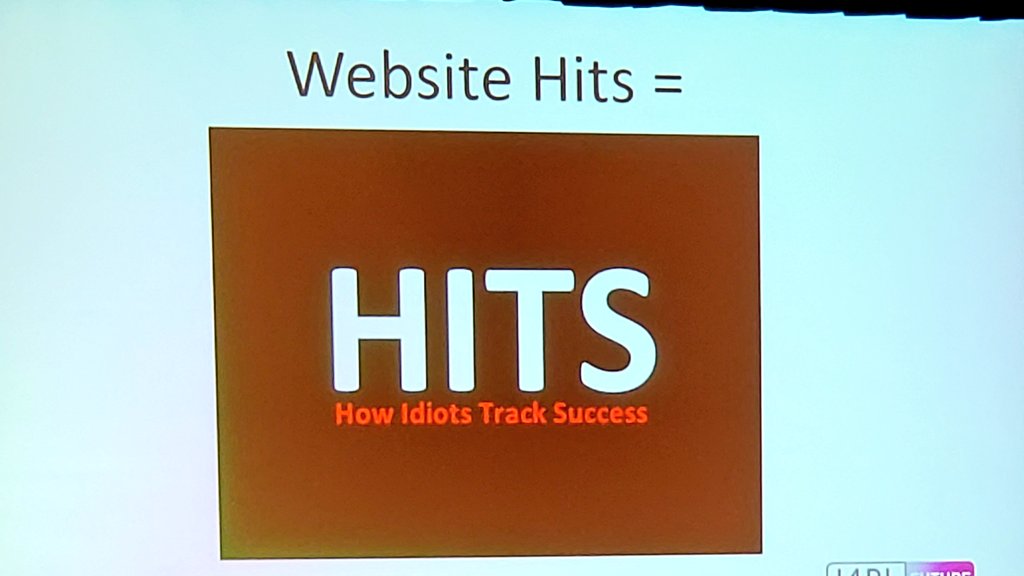 LetsLearnToday's tweet photo. Vanity Metrics.... like "Hits" - How Idiots Track Success.   #OMGsoTrue #I4PL2019 https://t.co/1o5niRGYBv