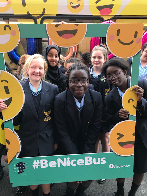 abblanchschool's tweet photo. Thank you to @AntiBullyingPro  for spending the day with us today with #BeNiceBus and reaching 10000 young people. #worldmentalhealthday https://t.co/VZm3sWXiDS