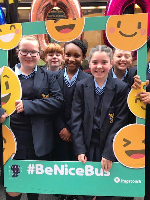 abblanchschool's tweet photo. Thank you to @AntiBullyingPro  for spending the day with us today with #BeNiceBus and reaching 10000 young people. #worldmentalhealthday https://t.co/VZm3sWXiDS