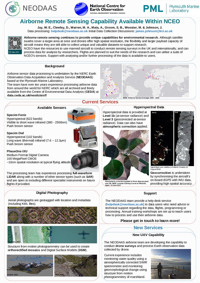 If you want to learn more about the airborne remote sensing capability offered through <a href="/NCEOscience/">NERC NCEO</a> and the processing we are continuing to offer through @NEODAAS checkout the poster <a href="/_willjay/">William Jay</a> presented at #UKEOConf2019 last month: nceo.ac.uk/wp-content/upl…