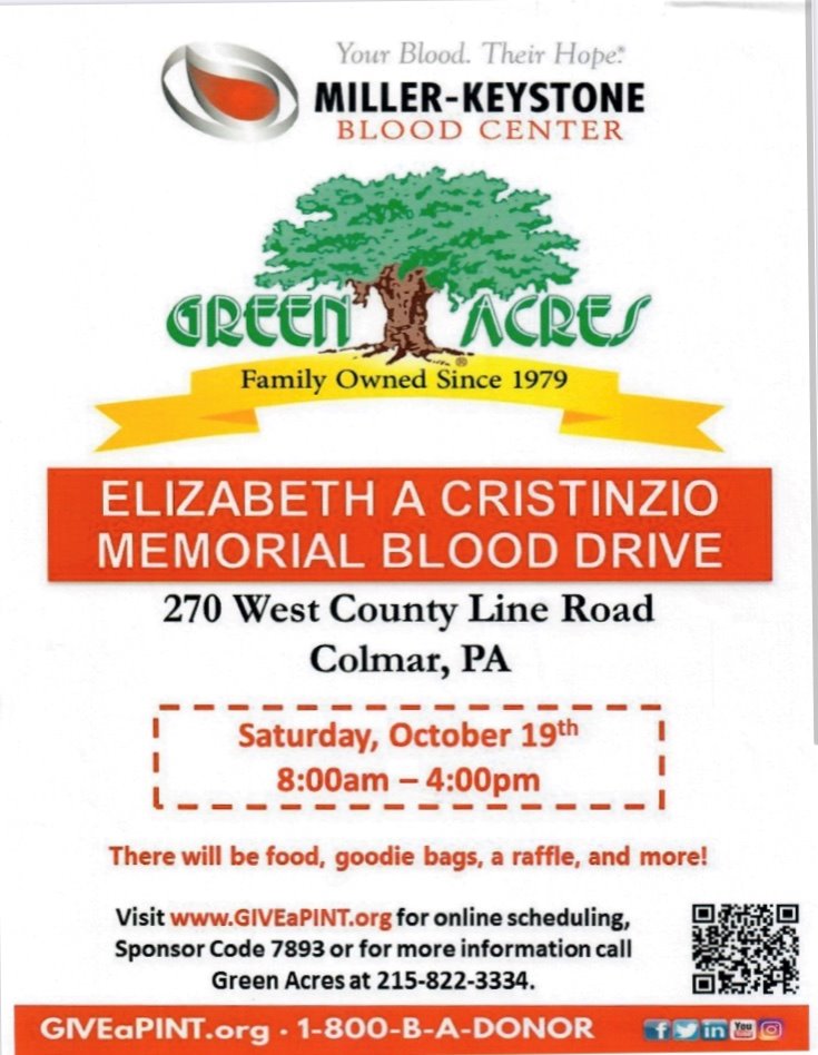 Please join us in giving back and donate blood!  COMPLIMENTARY lunch to follow your generous gift!