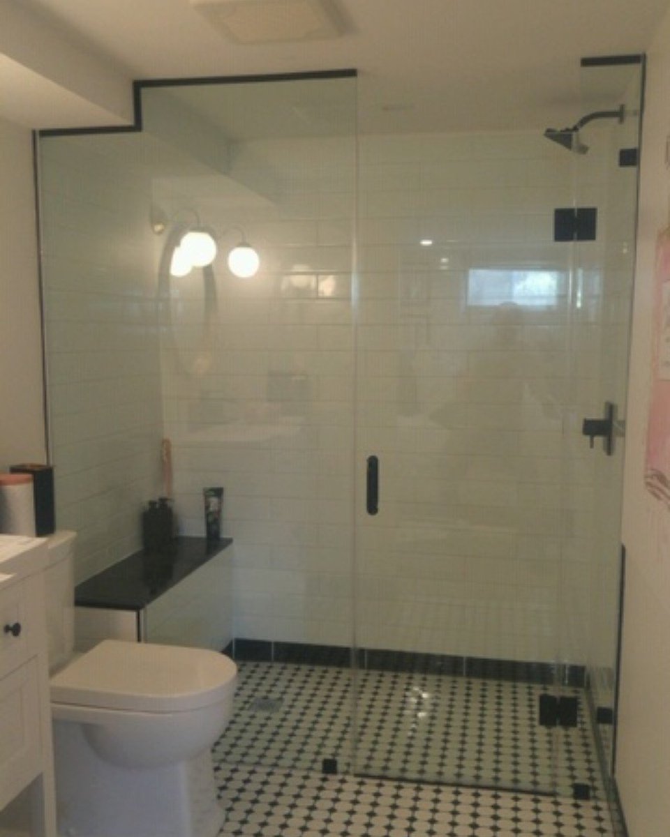 DoorsandMore's tweet image. The Matte Black hardware including hinges, u-channel and handle are the perfect finish to match the black accents found in the washroom. We have many different colours to choose from with respect to hardware. #optionsoptionsoptions #inlineshower #customshower #matteblack