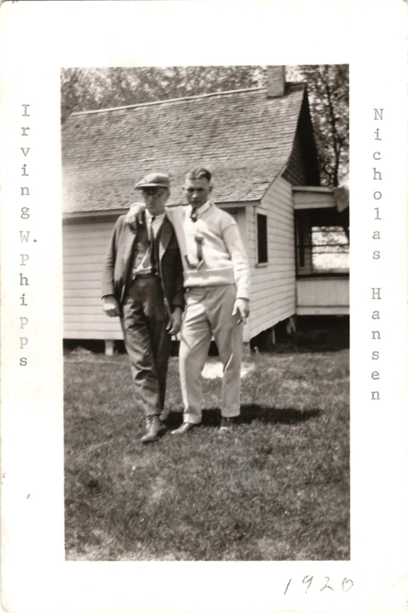 SJUAlumni's tweet photo. #TBT 1920. Irving Phipps '25 (left) posing with Nicholas Hansen '24 on campus. Some serious style here in the '20s! #TBTSaintJohns #JSZN https://t.co/TCcV5KWQZV
