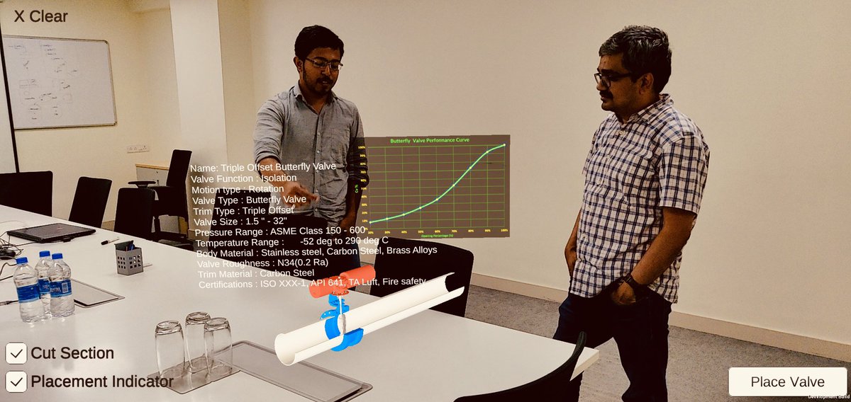 sandipnjadhav's tweet photo. Get your Valve design in boardroom discussion @simulation_hub @AutodeskForge  #AugmentedReality https://t.co/NkrLgujw38