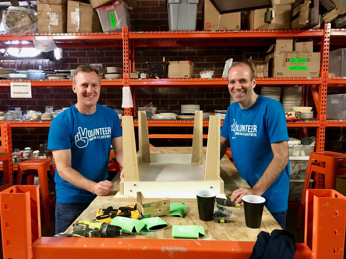 furniturebnkatl's tweet photo. Happy @HandsOnAtlanta week! This group of 15 volunteers from @iVisionATL muscled through building 30 coffee tables for our clients 💪

We can’t wait to send these home with families to make a house a home! https://t.co/1ddpR4rr2s