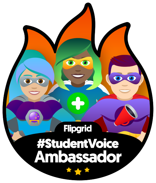 CruzClass's tweet photo. I am Honored and Happy to be part of the RADDEST, LOUDEST, most SUPPORTIVE community on the planet - the Student Voice Ambassador community! I 
 am excited to rock my new @Flipgrid Student Voice Ambassador badge! I give students a voice! https://t.co/iuRbjyysxc https://t.co/xlLHKT4Ivn