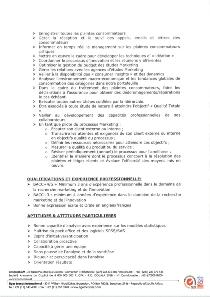 Chococam On Twitter Joboffer Chococamfmcg Recherche 01