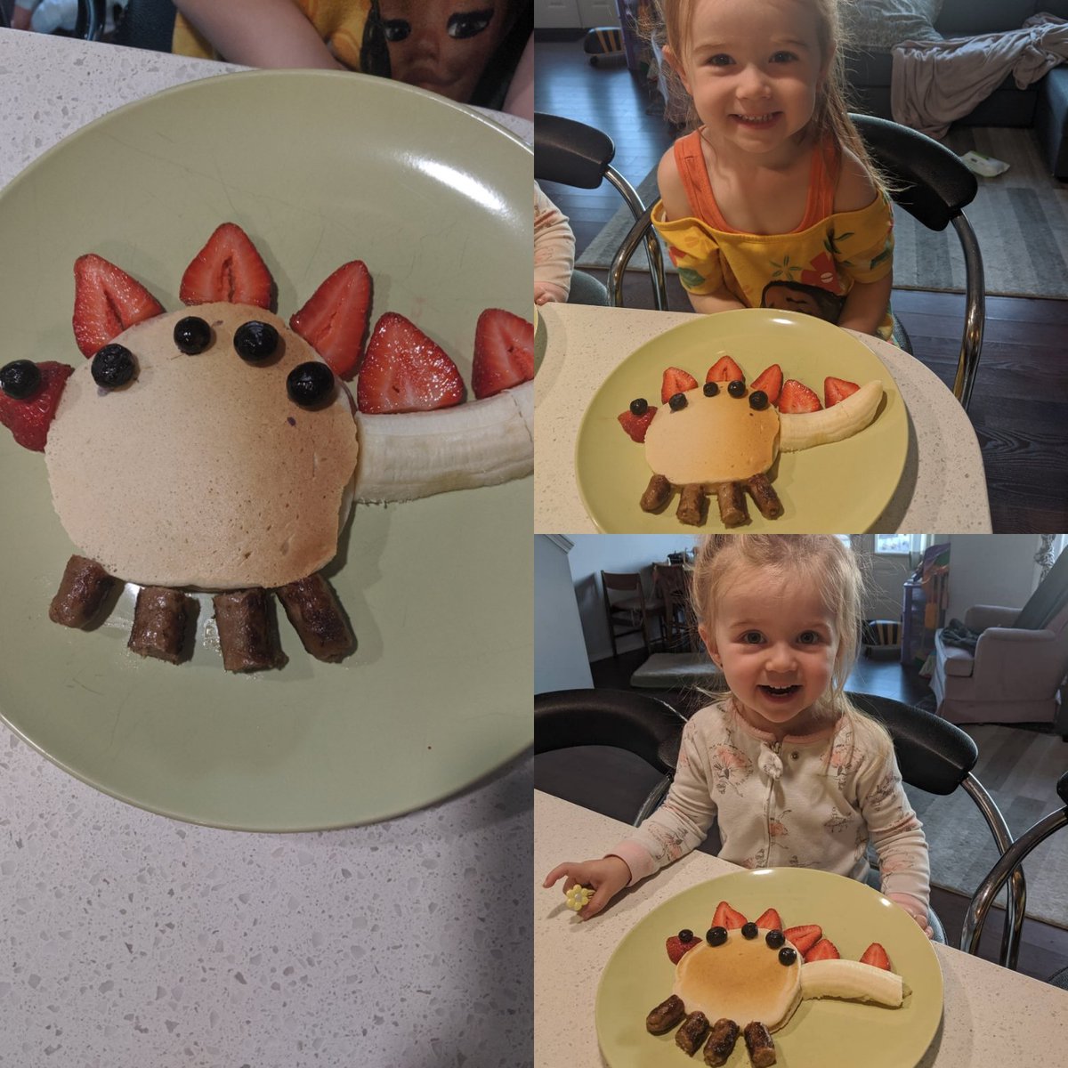 I would do anything to see these two smile! ♥️ 
#dinosaurpancake #theyweresoexcited
#mygirls