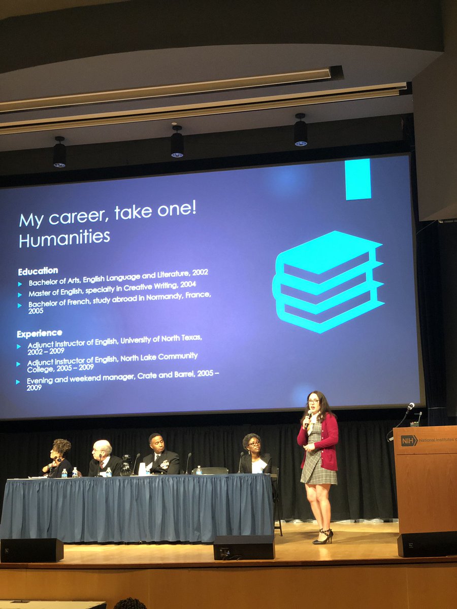 NIMHD's tweet photo. Dr. Lisa Federer a Data science and Open Science Librarian from .@nlm_news presents โHow an English major ends up at .@NIH?โ She fell in love with data! #ScienceDayatNIH https://t.co/lXELkJFoIP