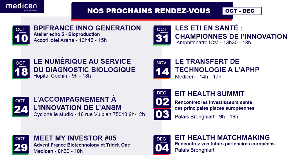Pole_Medicen's tweet photo. Au programme des 3 prochains mois :
discussions autour des axes d'innovation majeurs et leurs enjeux, rencontres avec des KOLs, perspectives d'évolution de la filière et rencontres B2B ! 
Inscription : https://t.co/Yk0XnhV8r2 https://t.co/f7KXDn53sC