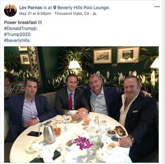 Don Jr is the new Hunter Biden!  Investigate that!  (Liddle' Donny  having a power lunch with the 2 Ukrainians clients of Rudy Colludy, who were arrested today! #InvestigateTrumpFamily