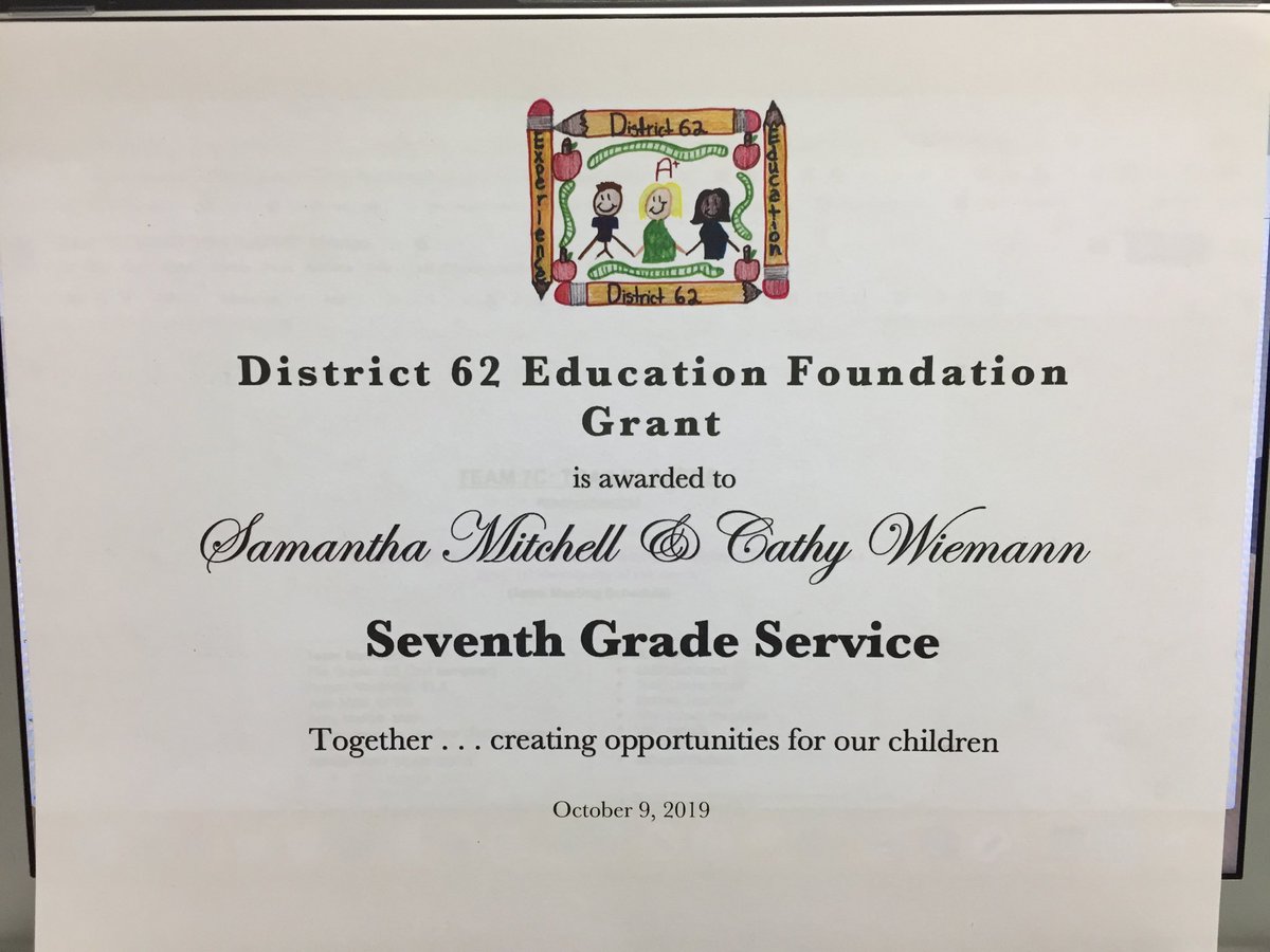 catwie123's tweet photo. Thank you @62Foundation for our Service Learning grant! The 7th graders at AMS are looking forward to volunteering their time and talent to our community! #62learns #amslearns https://t.co/mdcGlGTJS0