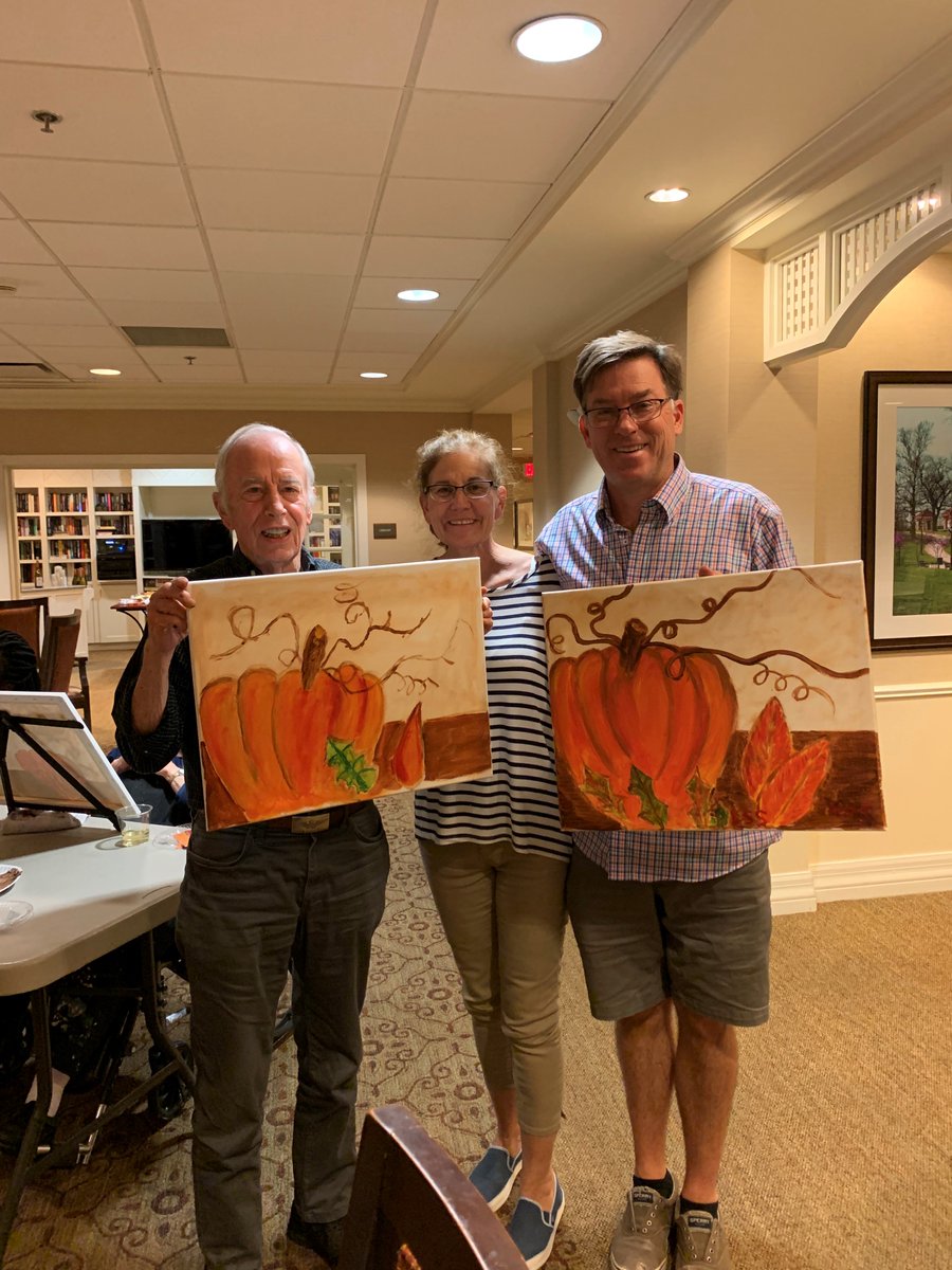 SunriseSrLiving's tweet photo. Brighton Gardens of Prairie Village, KS, raised more than $850 for their local Walk to End Alzheimer’s with a painting event. Check out these pumpkin masterpieces! #LiveWithArtistry #LiveWithGenerosity https://t.co/GYENohRMFi https://t.co/Fe01auOOtb