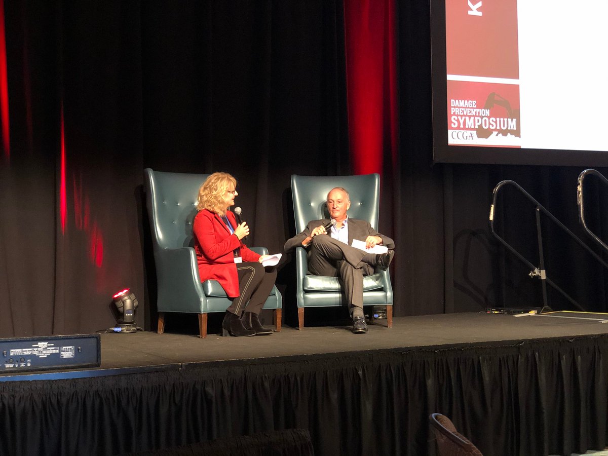 JoinESAlliance's tweet photo. Bob Kipp and Nathalie Moreau at #CCGA19 discussing the past, present, and future of the damage prevention industry. https://t.co/Neufdunrrz