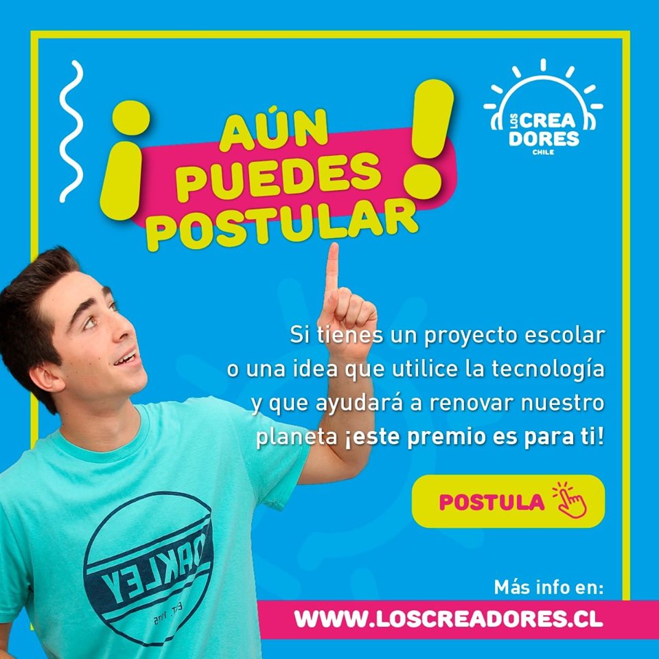 Quedan pocos días para postular tu idea o proyecto para <a href="/LosCreadoresCL/">Premio Los Creadores 🏆</a>  que pueda resolver desafíos de tu entorno con la ayuda de la tecnología. Postula en loscreadores.cl