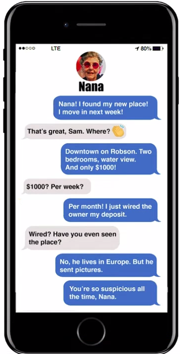 VPDCyberCrime's tweet photo. #NANAsays: Looking for a rental home? PHYSICALLY go inside the suite and check it out before you transfer money. Seeing pictures or a video of the place isn’t good enough. for more: https://t.co/vGMJ9GJ5Md
 #preventfraud #preventcybercrime #CybSecMonth #cybersecurity #CyberAware https://t.co/IvUHjlbEzj