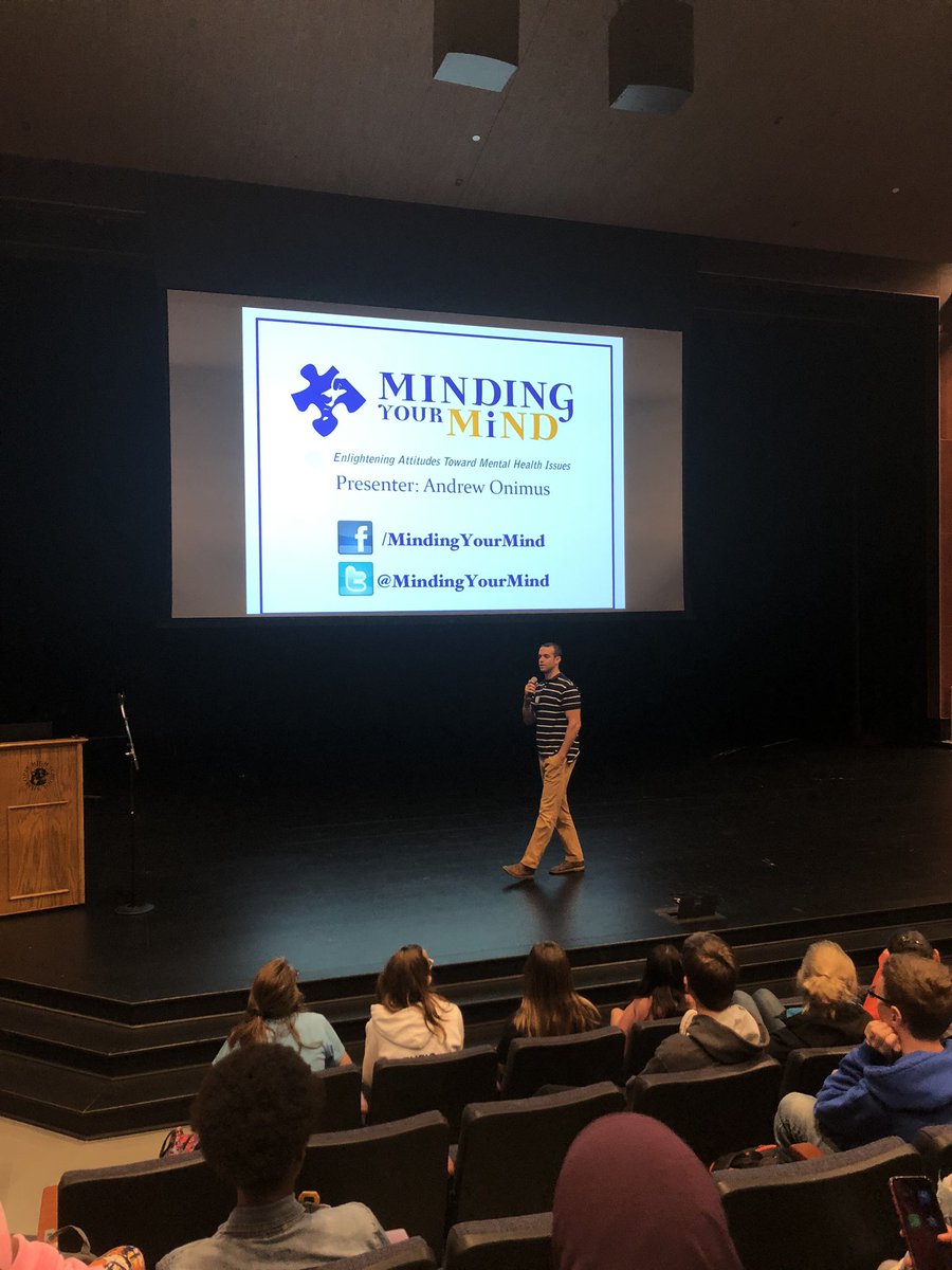 iamjohncrose's tweet photo. Presenter Andrew Onimus with @MindingYourMind presenting to our  @SHS_FreshmanA on suicide prevention mental health! This is a crucial conversation for our students. Thanks @DuckCupMemorial! @SHSAcademies @Shako9AP @SHSCounseling5 @ASCAtweets #schoolcounselor #mhchat #gosabers https://t.co/pY7FDDlFPO