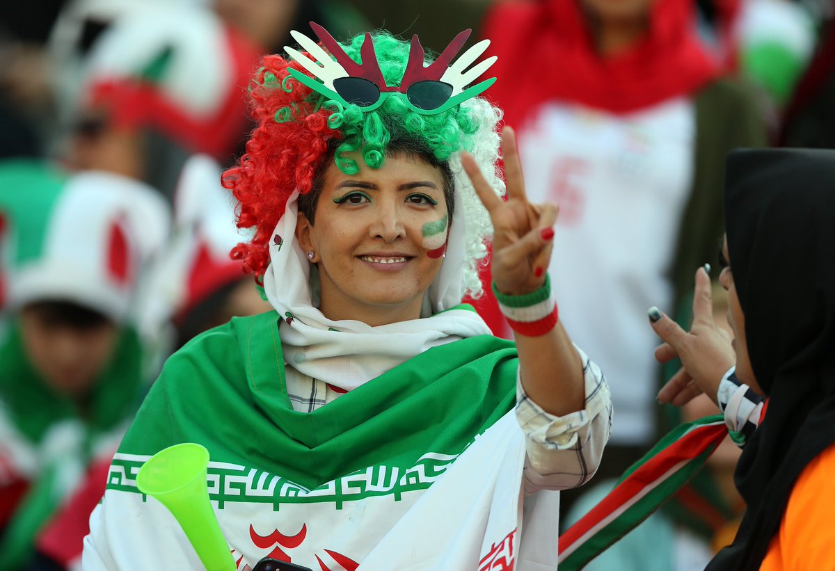 NBCSportsSoccer's tweet image. After a 40-year ban, Iranian women were finally permitted into the stadium to watch Iran’s national team play Cambodia 💫