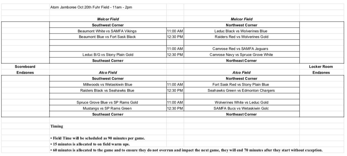 cdmfaexecdir's tweet image. #CDMFA Atom Jamboree - 30 teams, 15 games in 3 hrs on 2 fields. Fuhr Field Spruce Grove, October 20th from 11:00am to 1:00pm.