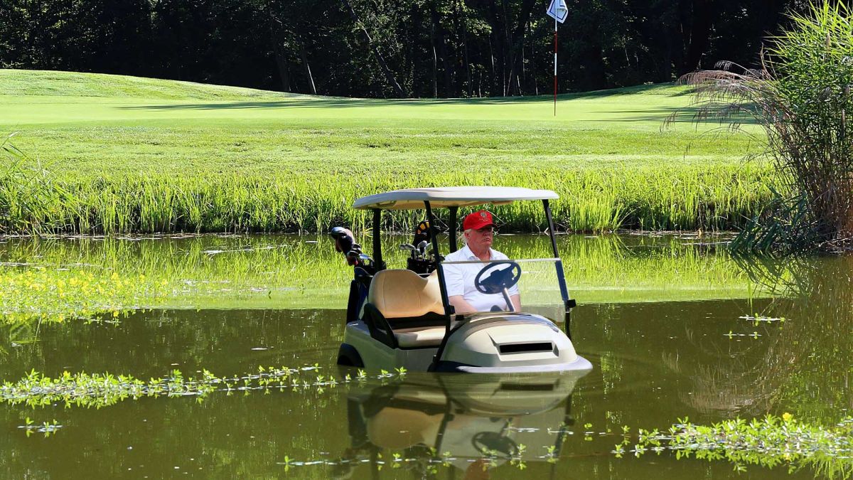 The Onion on X: "Despondent Trump Drives Golf Cart Into Water Hazard  https://t.co/G1SHPLzkUz https://t.co/M092xfcxtA" / X