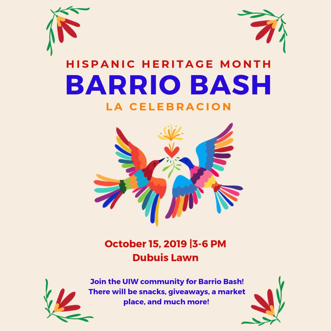 UIWGreekLife's tweet image. 3:00 PM Tuesday! Everybody come and have a great time at Barrio Bash! Giveaways, snacks, a market place, and much more!