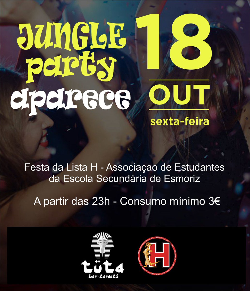 ListaHESE's tweet photo. A @ListaHESE tem o prazer de partilhar convosco o cartaz para a nossa Jungle Party! Dia 18, a partir das 23h00, no TutaBar.
#VotaH #hakunamatata #party #EstaEATuaHipoteseDeFazerHistoria https://t.co/Tp2gtUZMon