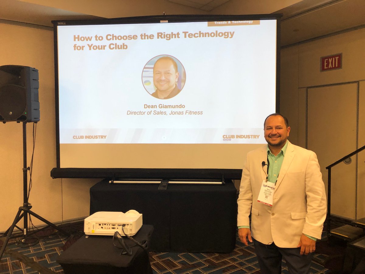 ClubOS's tweet photo. Dean Giamundo, Director of Sales from our partner @JonasFitnessInc, gave a great presentation @clubindustry about choosing the right technology for your club! #CIShow #ClubIndustry https://t.co/x57HuAQOhJ