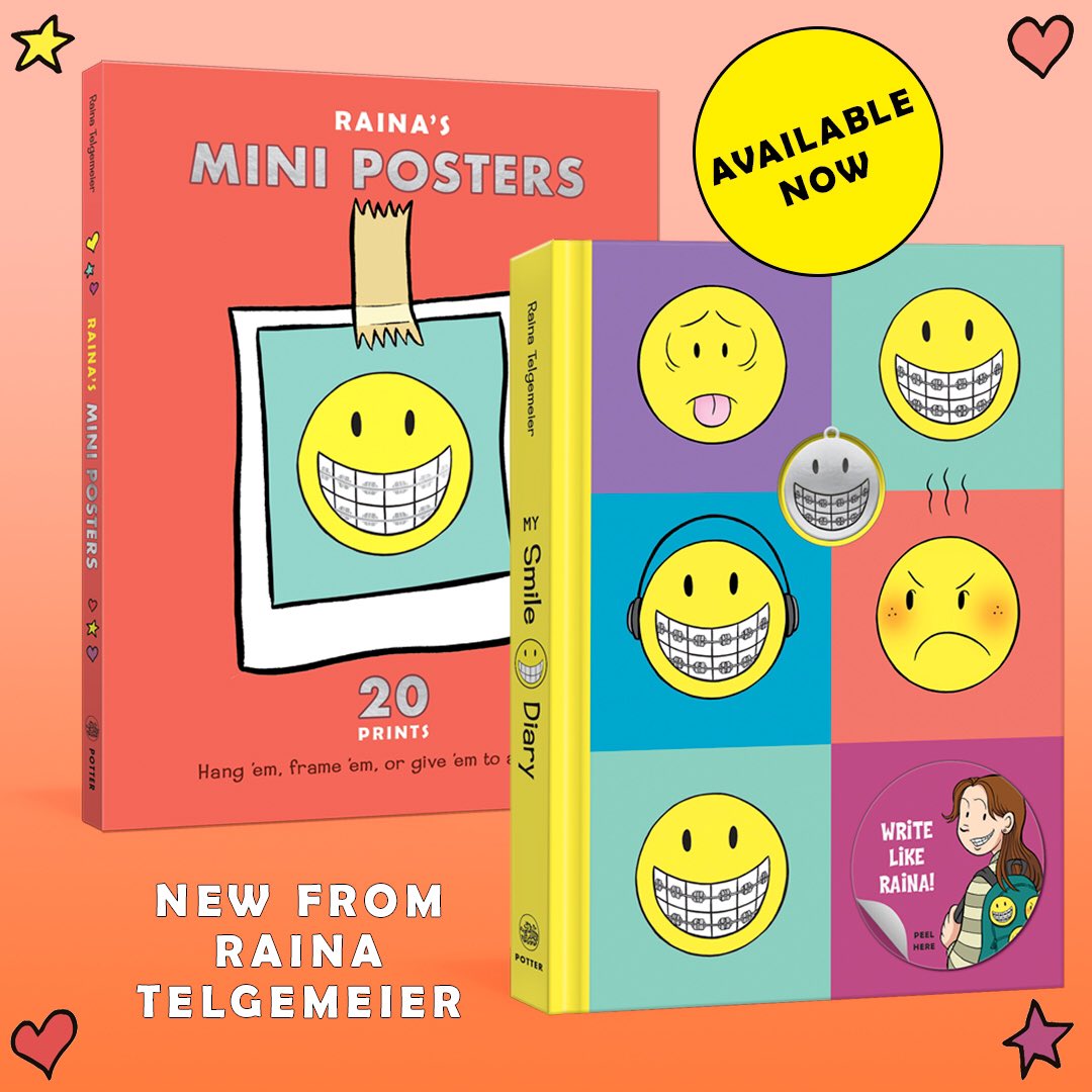 Exciting news! Want to win a copy of "My Smile Diary" or "Raina's Mini Posters," my two new gift items from Penguin Random House/Potter Gift? Just follow my account, Like, and RT this tweet to be entered to win! Winners will be chosen next week.